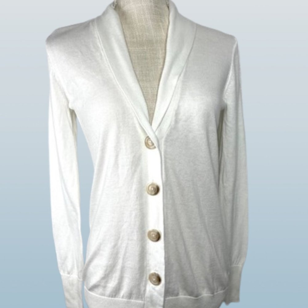 Old Navy White Cardigan Sweater with Shawl Lapels - Picture 1 of 10